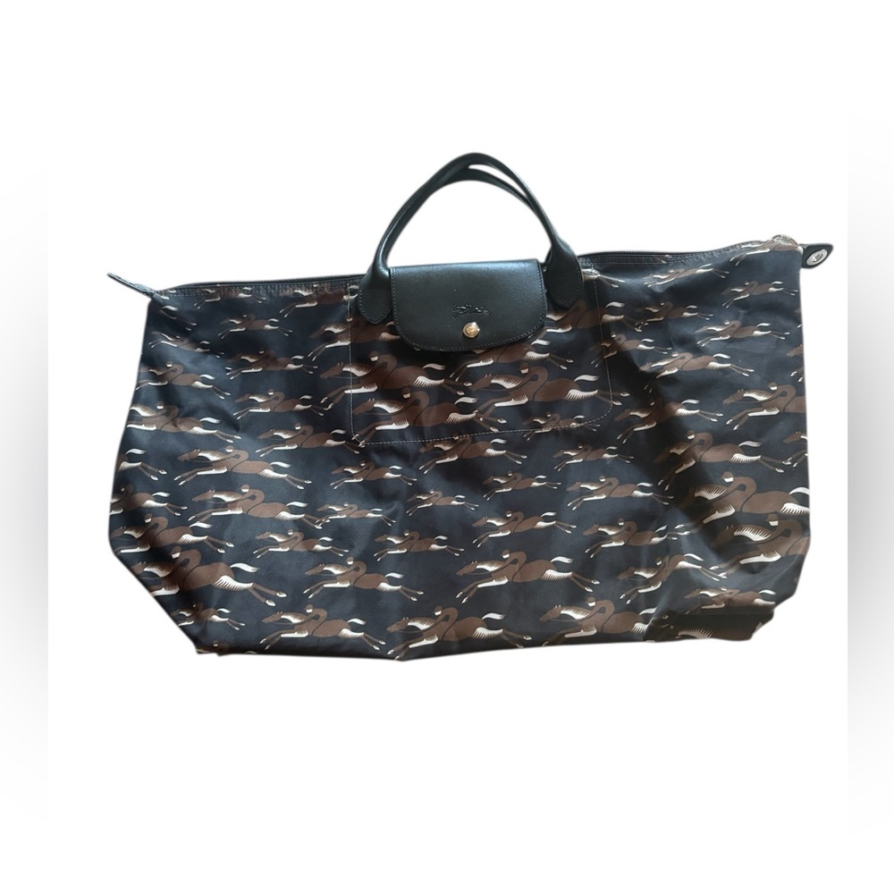 Longchamp Le Pliage Oversized Horse Print Nylon Travel Tote Bag - NWT